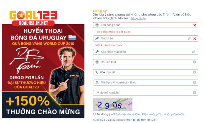 Người chơi nhập đầy đủ thông tin được yêu cầu
