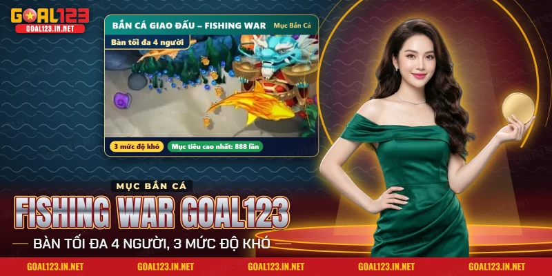 Bắn Cá Fishing War Goal123: Bàn 4 Người, Độ Khó Và Mẹo Giữ Đạn 2 Bắn cá Fishing War Goal123 với rồng xanh và cá mập vàng bơi dưới đáy biển