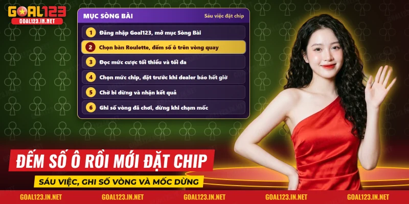 Thứ tự đặt chip tại bàn Roulette Goal123 từ mục Sòng Bài đến lúc bi dừng