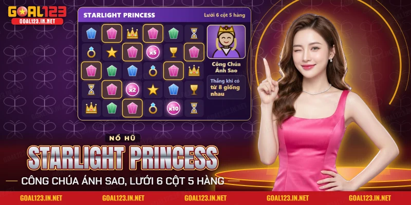 Nổ Hũ Starlight Princess Goal123: Công Chúa Ánh Sao, Nhân Hệ Số 2 Lưới cuộn của nổ hũ Starlight Princess Goal123 với công chúa ánh sao và các biểu tượng nhân hệ số