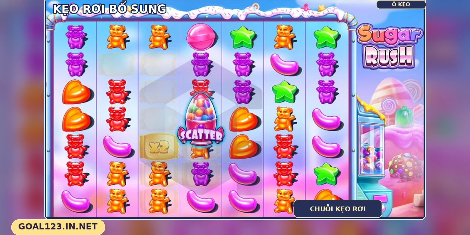 Chuỗi kẹo và các ô trống trên lưới Sugar Rush