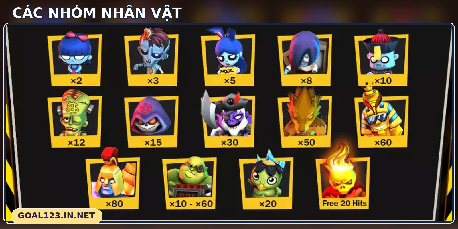 Các kiểu zombie và nhân vật đặc biệt trong Zombie Party